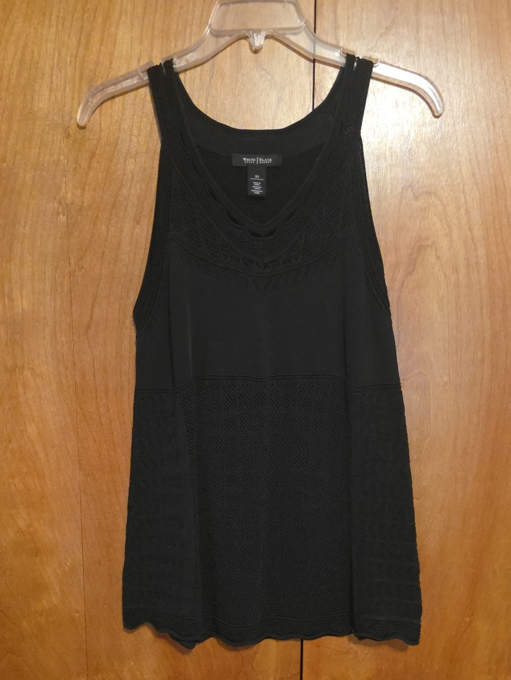 White House Black Market Black Crochet Tank with Scoop Neck